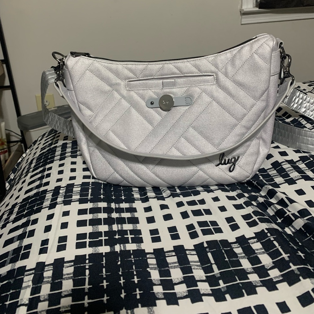 Lug Quilted Silver Crossbody Bag